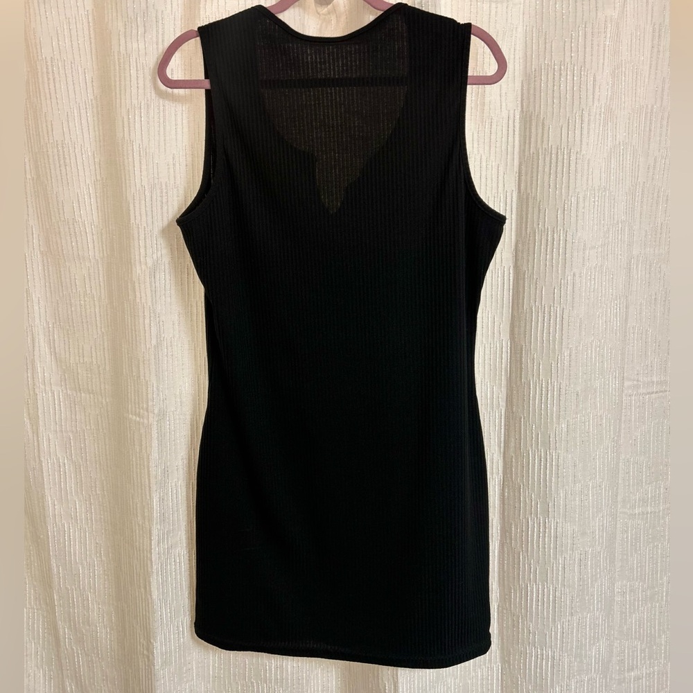 Black “V neck” mini sleeveless dress
